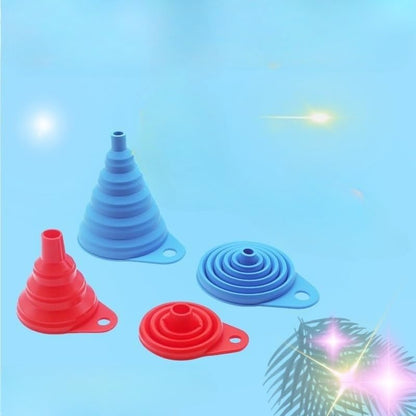 3PCS Kitchen Funnel Set Large Medium Small Silicone Collapsible Funnels | Food Grade Silicone Funnel for Kitchen Use Filling Bottles Liquid Powder Transfer Kitchen Gadgets Accessories - color: blue