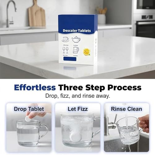 Multi-Purpose Limescale Remover Effervescent Tablets, Efficient Water Bottle Cleaning Tablet, Remove Limescale and Hardwater Stains, Odor-Free Kettle&Coffee Cup, for Kettle Shower Heads (1box) - color: 1box