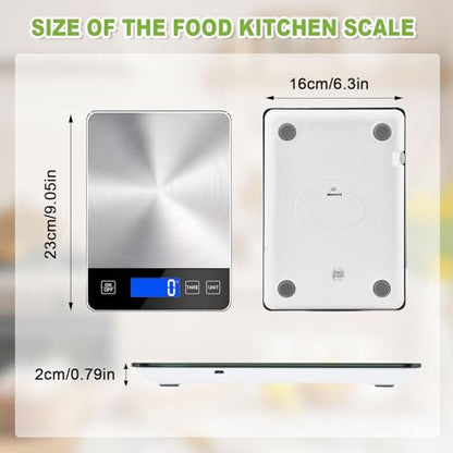 Digital Kitchen Scale, 33lb Food Scale Precisely Measures Grams and Ounces for Baking, Cooking, and Meal Prep, 304 Stainless Steel Weight Scale for Food with LCD Display, Batteries Included - size: 0.1 oz/15kg Rechargeable