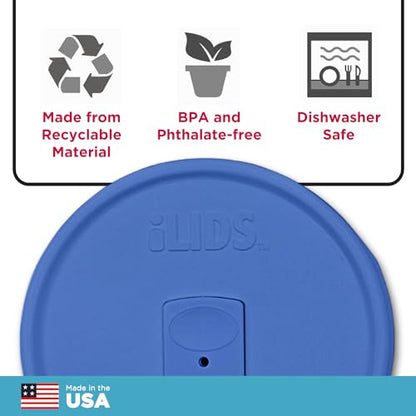 Wide-Mouth Mason Jar Drink Lid - USA Made, BPA-Free, Spill-Resistant for Coffee, Cold Brew & Iced Tea - Fits 3 3/8 in Ball & Kerr Wide Mouth - Pack of 2 - color: Periwinkle