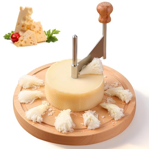 Tête de Moine Cheese Curler Shaver, Professional Stainless Steel Rotary | Wood Base Rotary Shaver for Rose-Shaped Cheese Curls, Chocolate, and Charcuterie Boards, Ideal for Gifting
