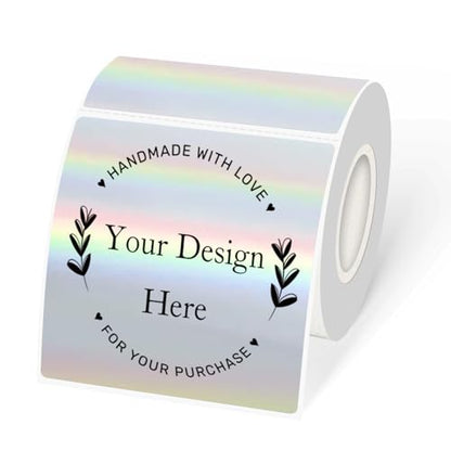 Square Thermal Labels Stickers 3" x 3", Holographic Square Thermal Stickers Labels, Glitter Self-Adhesive Direct Thermals Label for Small Business- Holographic Silver - color: Silver, size: 3 X 3 inch