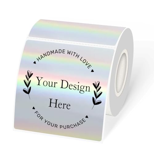 Square Thermal Labels Stickers 3" x 3", Holographic Square Thermal Stickers Labels, Glitter Self-Adhesive Direct Thermals Label for Small Business- Holographic Silver - color: Silver, size: 3 X 3 inch