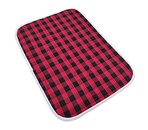 Ramanta Home Buffalo Plaid Check Dish Drying Mat Set of 2 Red Black - 18x24 Inches, Cotton Top Cover Absorbent Dish-Drying Mats For Sink, Dishwasher | Large Kitchen Countertop Protector Dishes Pad - color: Red/Black