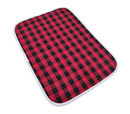 Ramanta Home Buffalo Plaid Check Dish Drying Mat Set of 2 Red Black - 18x24 Inches, Cotton Top Cover Absorbent Dish-Drying Mats For Sink, Dishwasher | Large Kitchen Countertop Protector Dishes Pad - color: Red/Black