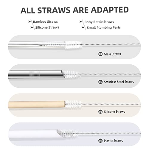 Hiware Straw Cleaner Brush Set, 8-Piece Long Cleaning Brush for Straws on Tumbler, Water Bottle, Sippy Cup, and Pipes, Tubes or Hummingbird Feeders