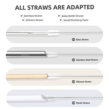 Hiware Straw Cleaner Brush Set, 8-Piece Long Cleaning Brush for Straws on Tumbler, Water Bottle, Sippy Cup, and Pipes, Tubes or Hummingbird Feeders