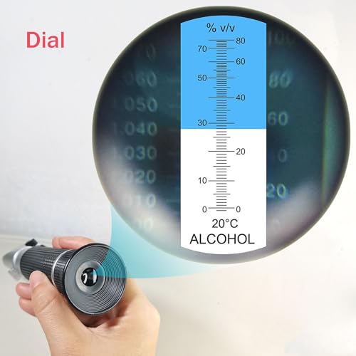 Agriculture Solutions Alcohol Refractometer for Spirit Alcohol Volume Percent Measurement with Automatic Temperature Compensation (ATC), Range 0-80% v/v.
