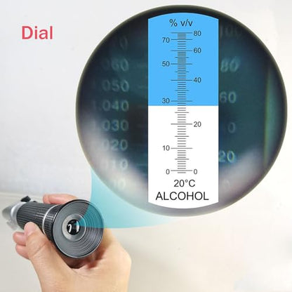 Agriculture Solutions Alcohol Refractometer for Spirit Alcohol Volume Percent Measurement with Automatic Temperature Compensation (ATC), Range 0-80% v/v.