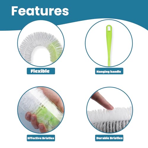 LiKee Super-Long 18" Bottle Cleaning Brush, Extra-Large 2.5” Wide Cleaner, Flexible Long Handle Brush for Water Bottle, Cups, Baby Bottle
