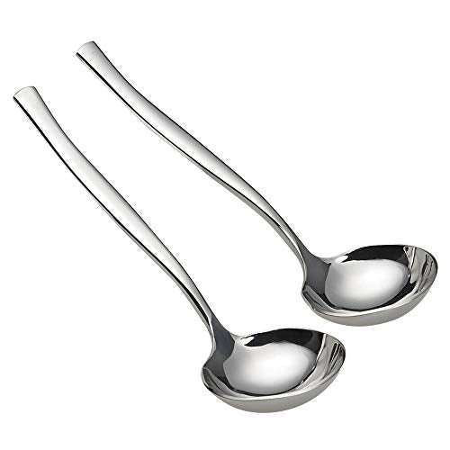 Idotry 2-Piece Stainless Steel Gravy Soup Spoon, Small Gravy Ladle Soup | polished mirror finish, ergonomic handle, easy to clean, ideal for sauces ﻿