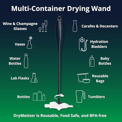 Bottle Drying Wand for Water Bottles & Narrow Openings (>1.25"), Removes Residual Drops - size: Starter Kit