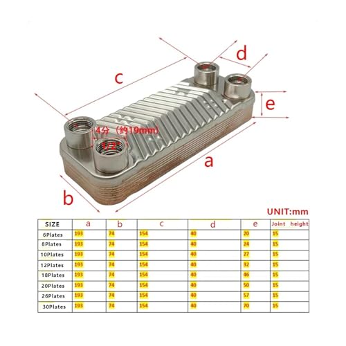 1/2" BSP Female Port 6-30 PlateS Brazed Heater Exchanger 304 Stainless Cooling Condenser Water Oil Chiller Wort(26 Plates) - size: 26 Plates