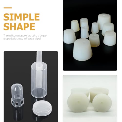 GALPADA Silicone Fermenting Airlocks and Plug Set for Home Brewing Wine Making, Conical White Wine Fermentation Valve with Hole Stopper, 3pcs Bubble Airlocks for Fermenters and Jars