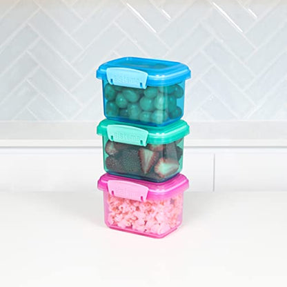 Sistema 3-Piece Food Storage Containers with Lids for Lunch, Meal Prep, and Leftovers, Dishwasher Safe, 1.6-Cup, Blue/Green/Pink - size: 12.8oz