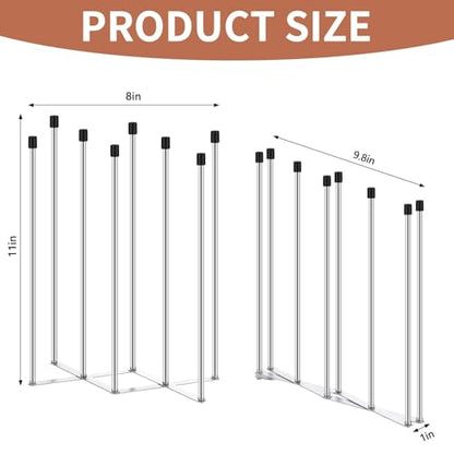 2 Pcs Foldable Bottle Drying Rack Stainless Steel Plastic Bag Drying Racks with Silicone Caps 8 Poles Space-Saving Countertop Organizer Dryer Rack for Cup Water Bottles Dish Plate Bag