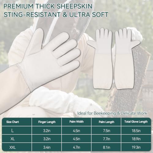 Bee Suit for Men Women, Full Body Sting Proof Beekeeping Suit | Detachable Protective Round Veil & Gloves, Size XL Fits 5'9''-6'1'', Ideal for Apiary Backyard Beekeeping Beginners, Beige - size: XL