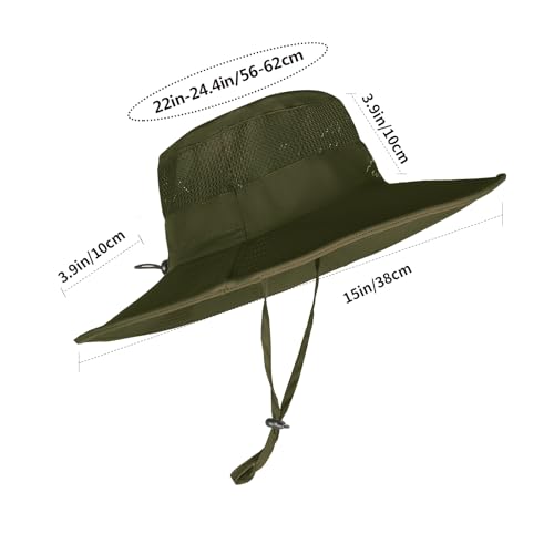 Sun Hats for Men Women Fishing Hat UPF 50+ Breathable Wide Brim Summer UV Protection Hat - color: 1pack-army Green