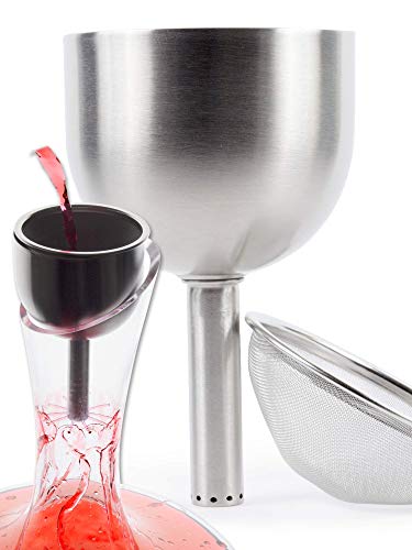 3in1 Steel Funnel with Strainer (Wine Shower + Aerator + Filter) - Improves Wine & Clears Residues - size: Bon Vivant