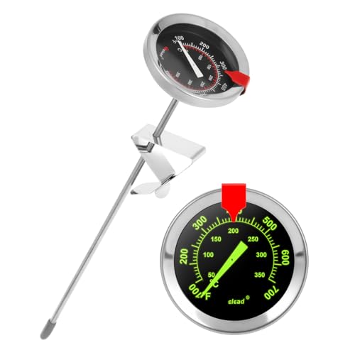 Glow-in-The-Dark Candy Thermometer Waterproof IP67-9" Deep Fry & Candy Thermometer with Pot Clip – High-Heat, Waterproof for Oil, BBQ, Candle Making，Black - color: Black Dial