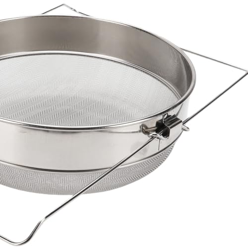 Cryfokt Honey Strainer, Stainless Steel Double Sieve Honey Filter with Expandable Mesh Screen for 5 Gallon Bucket Beekeeping Equipment