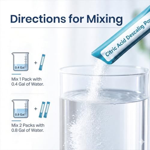VIBOFROST Ice Maker Cleaner & Descaler for Ice Machines -6 Pack 100% Pure Citric Acid Powder, Individually Packed & Leak-Proof - Nickel & Stainless Steel Safe for GE Profile Opal, Coffee Makers