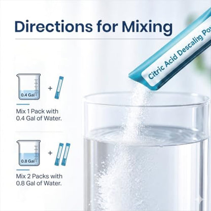 VIBOFROST Ice Maker Cleaner & Descaler for Ice Machines -6 Pack 100% Pure Citric Acid Powder, Individually Packed & Leak-Proof - Nickel & Stainless Steel Safe for GE Profile Opal, Coffee Makers