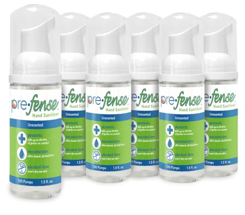 Travel Foam Hand Sanitizer - Kills 99.9% of Common Germs - Alcohol-Free - Moisturizing, Non-Skin Drying, Water-Based Formula - Made in USA - Unscented - Travel Size - 1.5 oz - 6 Pack - size: 1.5 Fl Oz (Pack of 6)