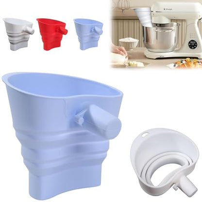 1 Pcs Flour Funnel for KitchenAid Mixer | Food-Grade Silicone Funnel Compatible with 4.5 & 5 Quart Tilt-Head Stand Mixer | Large Collapsible Design | Easy to Use & Dishwasher Safe (Blue) - color: Blue (1Pcs)
