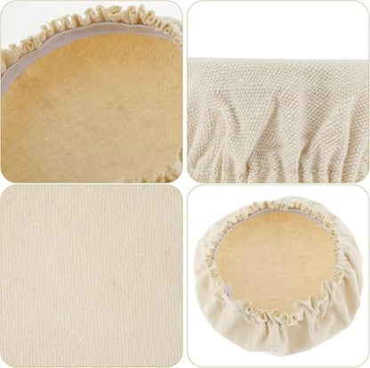 6 Pcs Beige Sourdough Starter Jar Cloth Covers,Cotton Linen Bread Fermentation Cover,Sourdough Starter Jar Kits Replacement,Elastic Cloth Covers Fit Jars Mouth from 3-4 inch Set Canning Lids