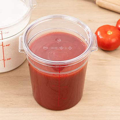Met Lux 4 Quart Food Storage Container, 1 Round Commercial Storage Container - Lid Sold Separately, With Volume Markers, Clear Plastic Food Prep Bucket, Space-Saving Storage - size: 4 qt, style: 1 Count