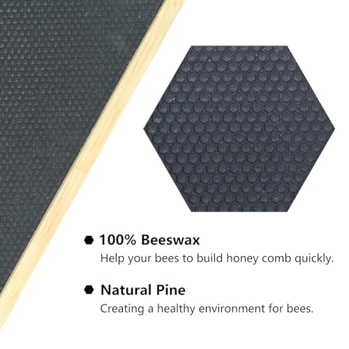 BeeTech 10-Pack Deep Brood Box Wooden Beehive Frames and 100% Beeswax Dipped Plastic Foundations for Beekeeping (Unassembled) - size: deep frames
