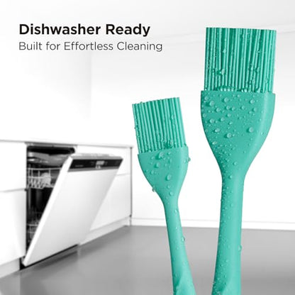 Kitchen Mama WaltzGrip Platinum Silicone Basting Pastry Brush, Teal | Heat-Resistant, For Cooking, Baking, Grilling, Spreading Oil or Butter, Dishwasher-Safe - color: Teal