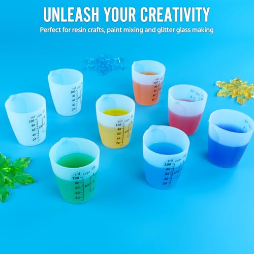 10Pcs Silicone Resin Mixing Measuring Cups 100ml / 3oz for Resin Supplies, Easy-to-read Black Marks, Non-stick Reusable Silicone Pouring Cups for Epoxy Mixing - size: 10*100ml (Black Marks)