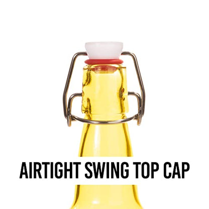 Cocktailor Glass Grolsch Beer Bottles (6-pack, 11 oz./330 mL) Airtight Seal with Swing Top/Flip Top Stoppers - Home Brewing Supplies, Fermenting of Alcohol, Kombucha Tea, Wine, Soda - Yellow
