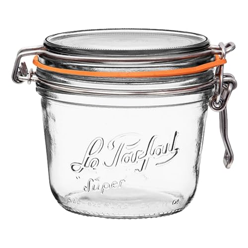 Le Parfait Super Terrine 500mL (16oz) Zero Waste Eco-Friendly Glass Canning Jar, Airtight Rubber Seal & Wire Bail Lid, BPA-Free, Water Bath Safe for Food Storage & Preserving, Made in France - color: 500ml (Single)