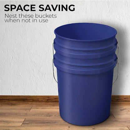 EconoHome 5-Gallon Dark Blue Bucket Pail Container Without Lid | Metal Handles with Plastic Grip for Easy Carrying | Easy Stack | Heavy-Duty Extra Durable | Food Grade | BPA Free - 3 Pack - color: Dark Blue, size: 3 Pack