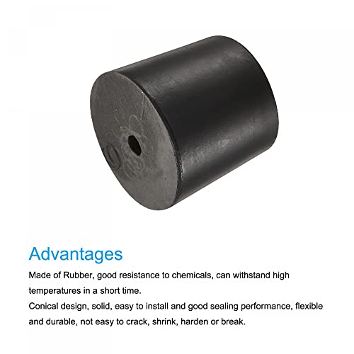 MECCANIXITY Rubber Tapered Plug 26mm to 32mm with Hole Test Tubes Bungs Stopper Black for Lab Home 5 Pieces - size: 26mm - 32mm