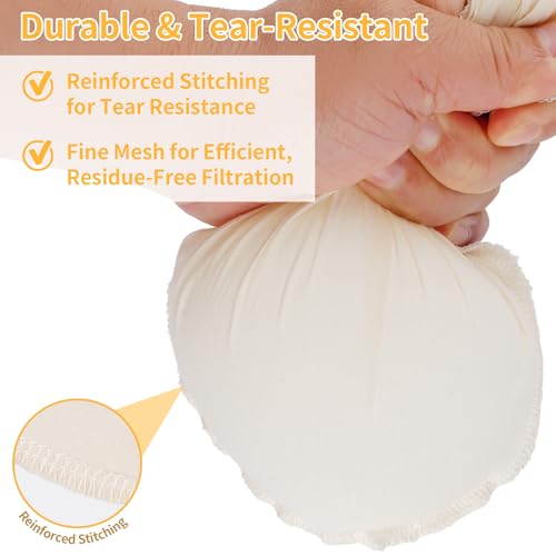 3 Pcs 14"x14" Nut Milk Bag, Natural Unbleached Cotton Cheese Cloth Bag for Straining, Reusable Strainer Bag for Oat Almond Milk, Cheese Making, Yogurt, Juice, Cold Brew Coffee, Beer Tea (14x14 Inch) - size: 14x14 Inch