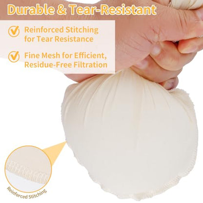 3 Pcs 14"x14" Nut Milk Bag, Natural Unbleached Cotton Cheese Cloth Bag for Straining, Reusable Strainer Bag for Oat Almond Milk, Cheese Making, Yogurt, Juice, Cold Brew Coffee, Beer Tea (14x14 Inch) - size: 14x14 Inch