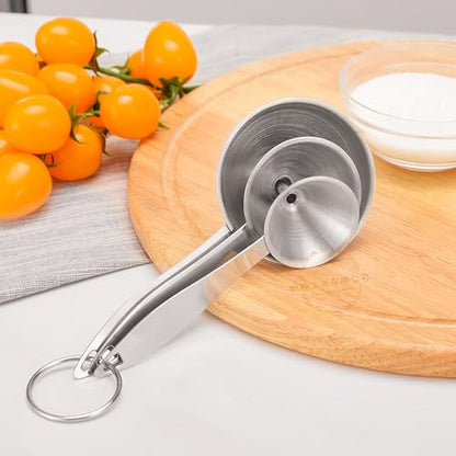 Stainless Steel Funnel, 3 Pcs 3 Different Size Funnels with Handle and 1 Cleaning Brush for Filling Bottles Flask in Kitchen (1)