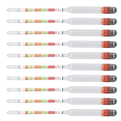 ViaGasaFamido Glass Triple Scale Hydrometer 10Pcs Beer Wine Tester Set with Storage Tube for Home Brewing Measuring