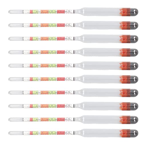 ViaGasaFamido Glass Triple Scale Hydrometer 10Pcs Beer Wine Tester Set with Storage Tube for Home Brewing Measuring