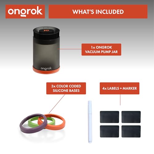 ONGROK Glass Storage Jar with Vacuum Pump Technology, Air Proof Containers to Preserve Smell and Aroma (800ml (2oz)) - size: 800ml (2oz)