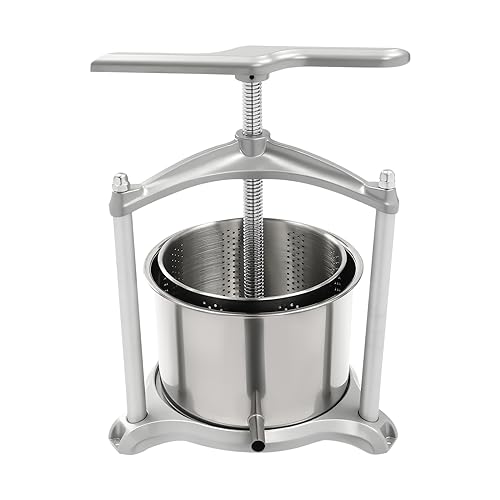 6 L Fruit Wine Press Machine, Stainless Steel Manual Press Machine with T-Handle for Cider Tincture Cheese Herb Vegetables