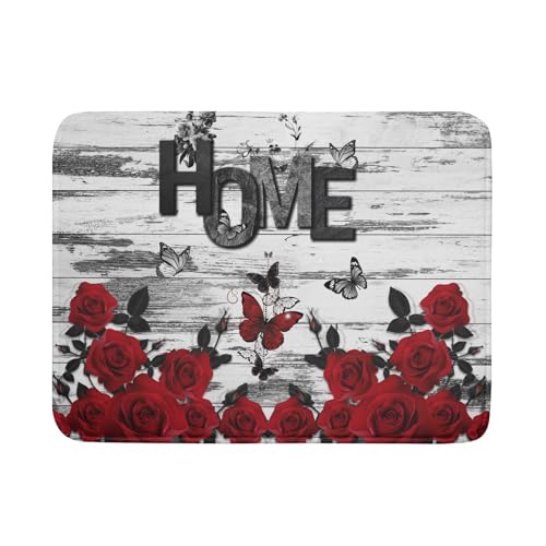 Red Rose Dish Drying Mat 18x24 inch Romantic Floral Absorbent Microfiber Sink Counter Dishware Drainer Pad for Kitchen Coffee Bar Decor - color: Red Rose, size: 18" x 24"