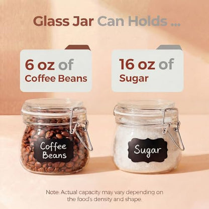 HomArtist Glass Jars with Airtight Lid Set of 6, 17 floz Wide Mouth Mason Jars with Clamp Lids,Glass Sealed Jars with Air Tight Lids, Best for Kitchen & Pantry Food Storage - color: Round-17OZ Set- 6 Pack