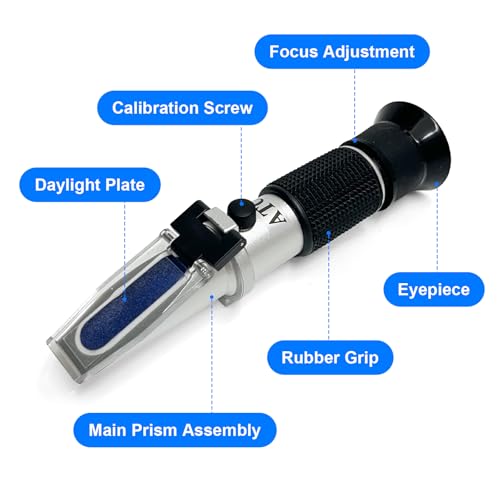 3-in-1 Alcohol Refractometer Kit for Home Brewers | Measures Brix (0-40%), Alcohol (0-25%), Baume (0-20%) | ATC for Beer, Wine, Mead & Grape Must Sugar Content