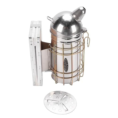 ANGGREK Bee Smoker, Stainless Steel Beekeeping Tool with Heat Guard, Safe to Use for Novice and Experienced Beekeepers (Round Nozzle 800g A)