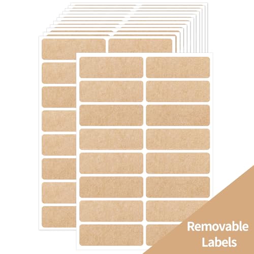 Removable Kraft Label Stickers- Writable Gift Tag Stickers Labels, Self-Adhesive Brown Kraft Label for Essential Oil Bottle, Jars, Food Storage or Gift Decoration-240 PCS - color: Kraft, size: 1*3 inch- 240 PCS